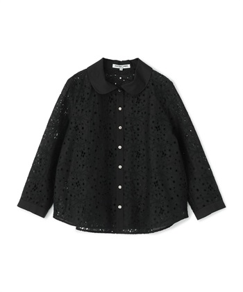 カットワーク刺繍入りシャツ(ブラック-9号)