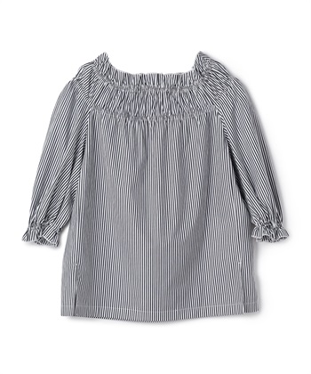 キャンディ袖コットンブラウス(ブラックストライプ-9号)