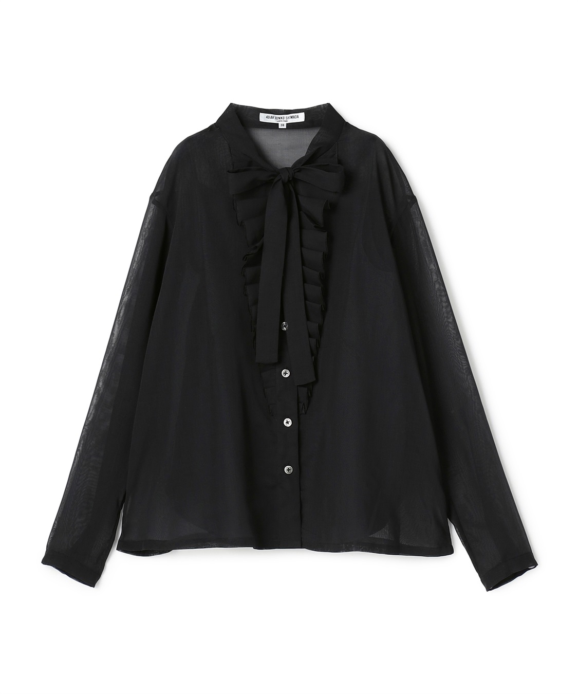 49AV JUNKO SHIMADA スパンボイルフリル付きリボンタイブラウス_variation_1