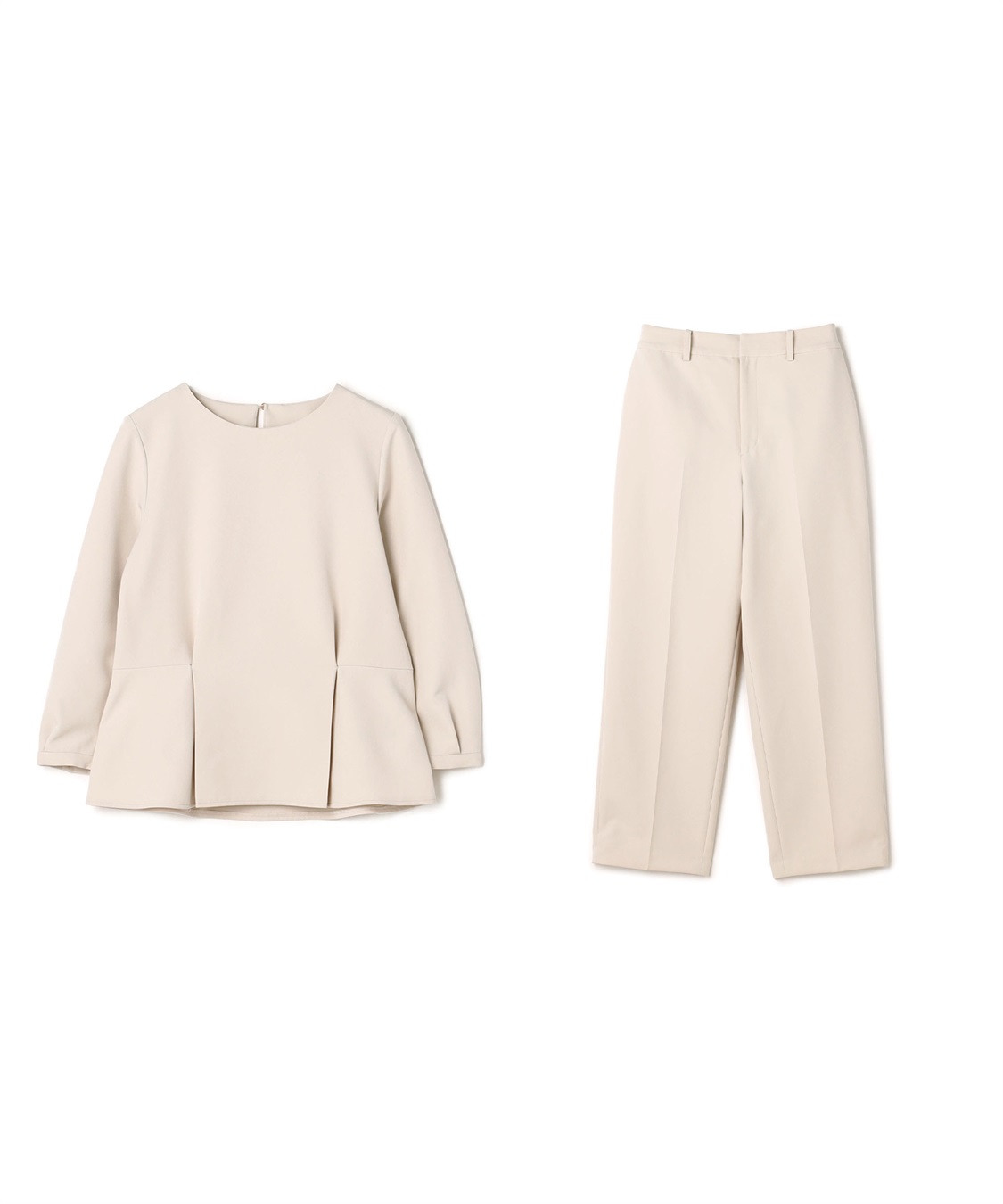 CROSS FUNCTION 【2点セット】《洗える・ストレッチ・シワになりにくい》正解 ペプラムブラウス・ワイドパンツセット【CF/クロスファンクション】_variation_1