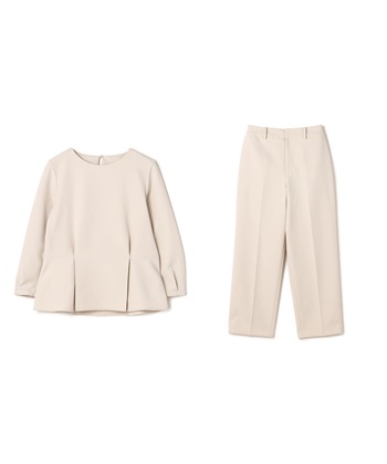 CROSS FUNCTION 【2点セット】《洗える・ストレッチ・シワになりにくい》正解 ペプラムブラウス・ワイドパンツセット【CF/クロスファンクション】_variationthumb_1