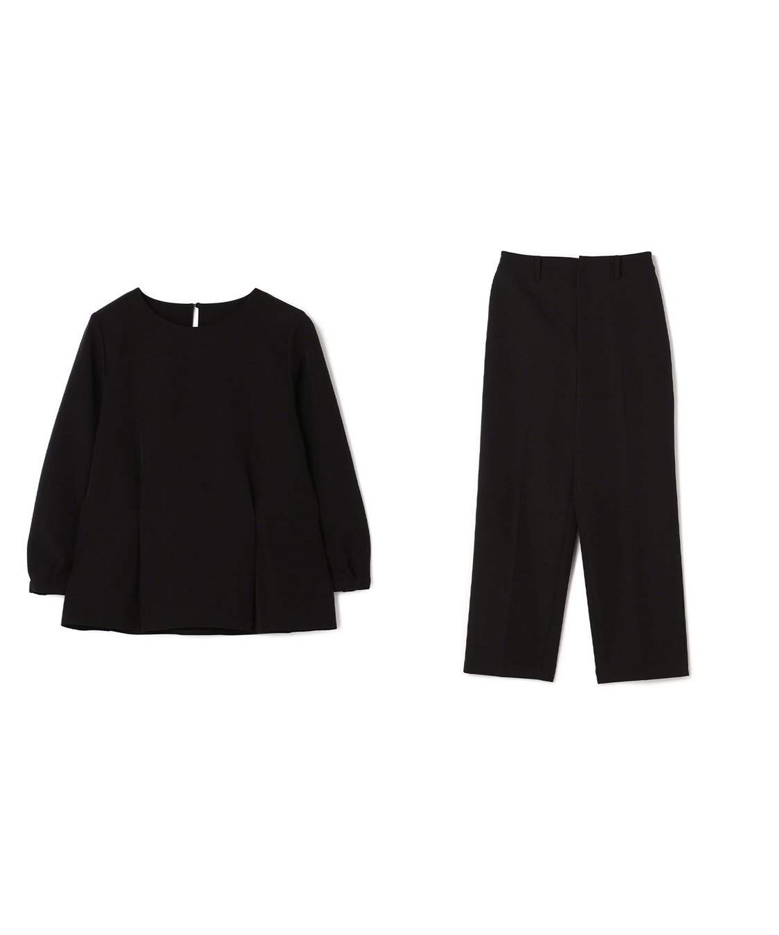 CROSS FUNCTION 【2点セット】《洗える・ストレッチ・シワになりにくい》正解 ペプラムブラウス・ワイドパンツセット【CF/クロスファンクション】_variation_2