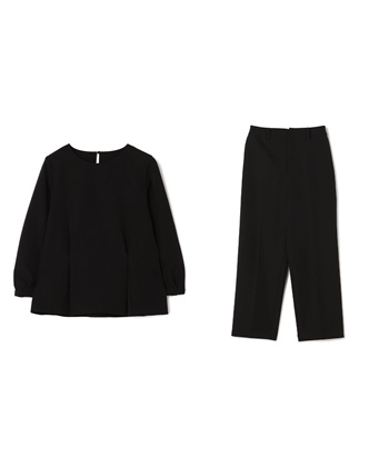 CROSS FUNCTION 【2点セット】《洗える・ストレッチ・シワになりにくい》正解 ペプラムブラウス・ワイドパンツセット【CF/クロスファンクション】_variationthumb_2