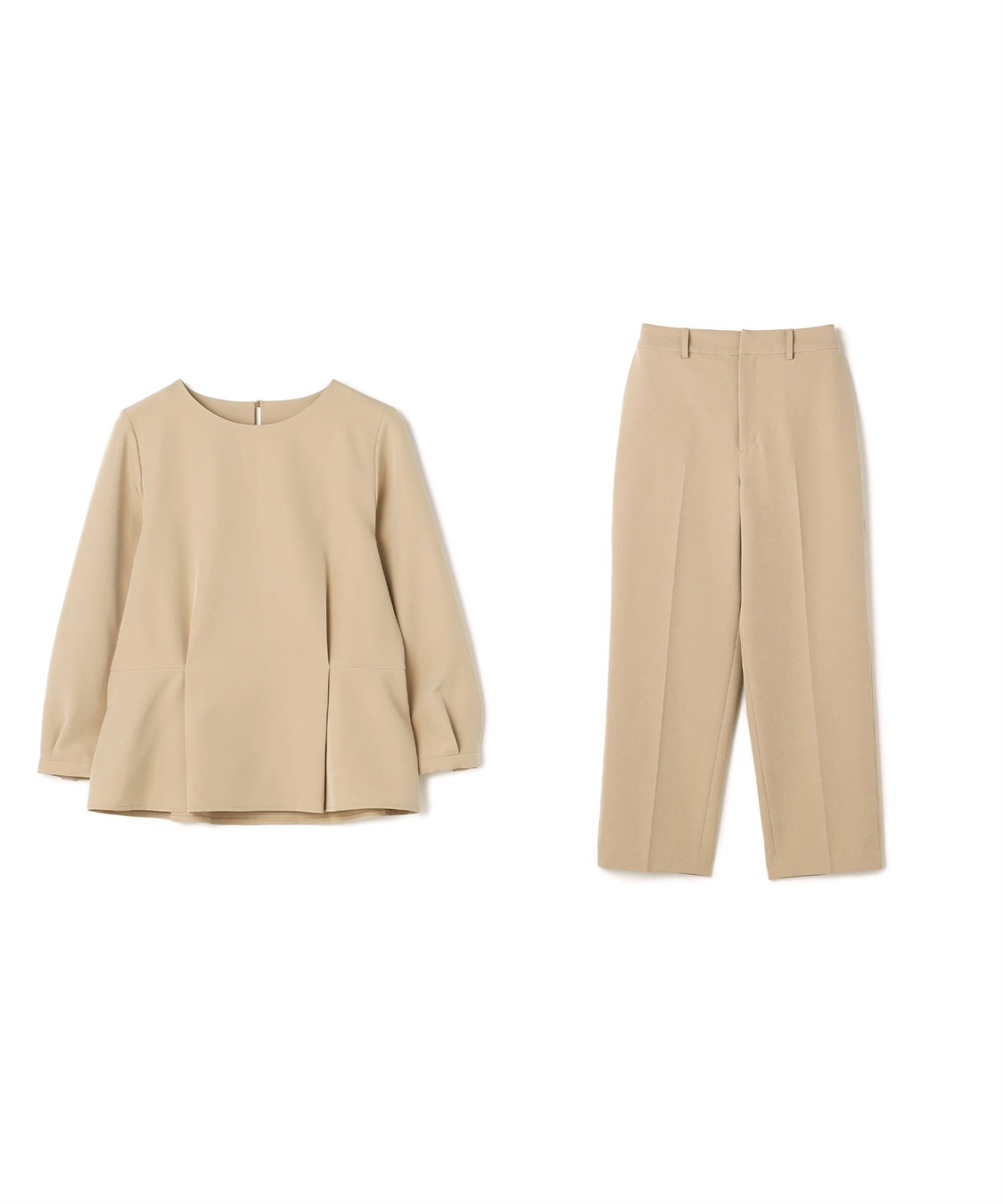 CROSS FUNCTION 【2点セット】《洗える・ストレッチ・シワになりにくい》正解 ペプラムブラウス・ワイドパンツセット【CF/クロスファンクション】_variation_3