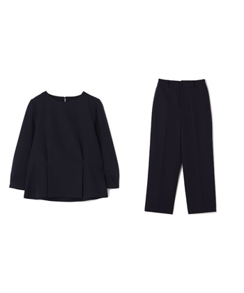 CROSS FUNCTION 【2点セット】《洗える・ストレッチ・シワになりにくい》正解 ペプラムブラウス・ワイドパンツセット【CF/クロスファンクション】_variationthumb_4