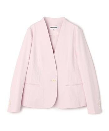 美品 KANEKO ISAO ピンク ノーカラージャケット ドライオックスノーカラージャケット 49AV JUNKO SHIMADA