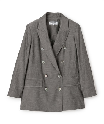 麻混ダブルブレストテーラードジャケット(チャコール-9号)