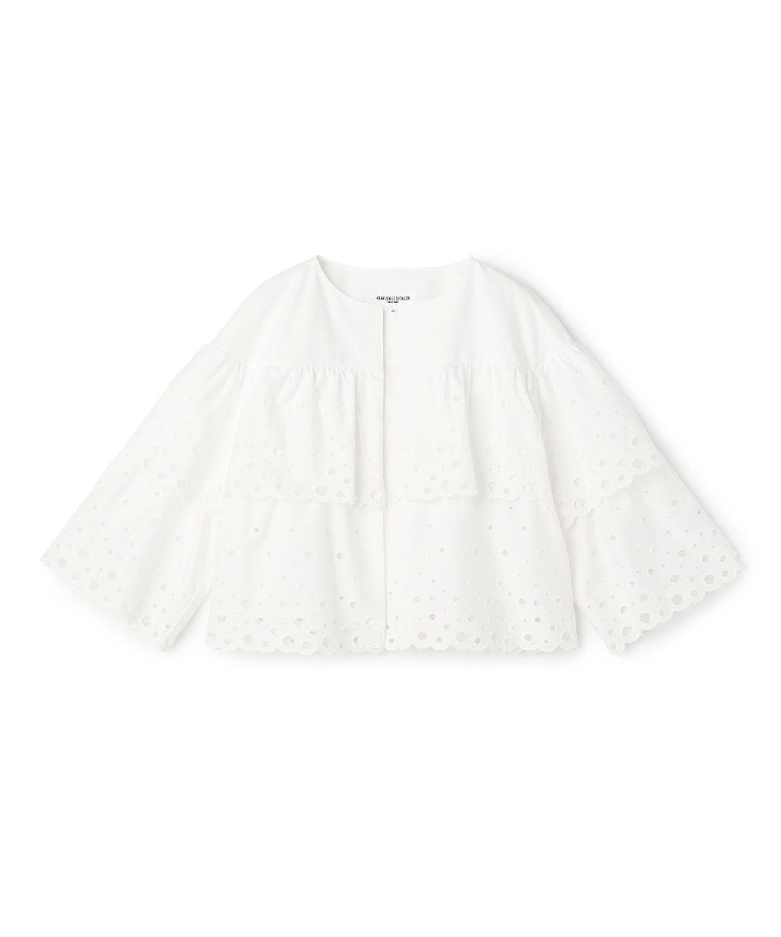 カットワークレースノーカラージャケット 49AV JUNKO SHIMADA