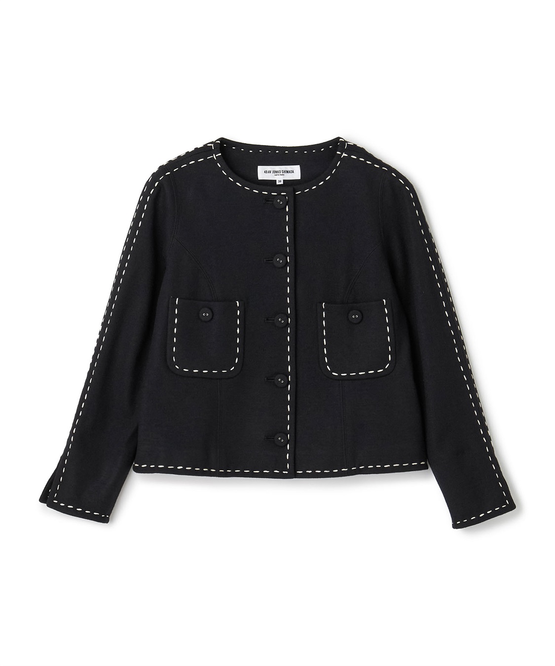49AV JUNKO SHIMADA ウールジャージー配色ステッチジャケット_variation_2