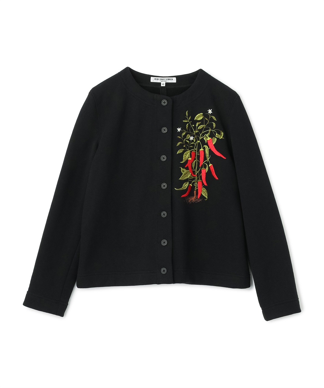 唐辛子刺繍入りスエットカーディガン 49AV JUNKO SHIMADA