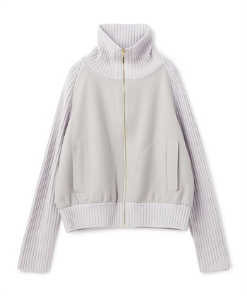 異素材コンビジップアップブルゾン(ライトグレー-9号)