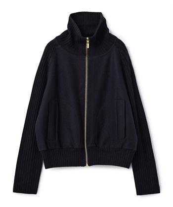異素材コンビジップアップブルゾン(ネイビー-9号)