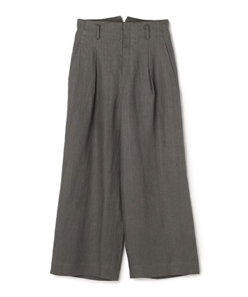 麻ヘリンボーンワイドパンツ(チャコール-9号)
