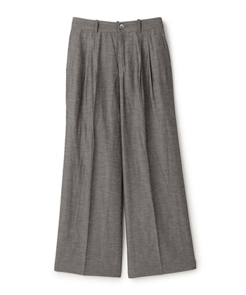 【CHRISTMAS SALE】麻混ワイドパンツ(チャコール-9号)