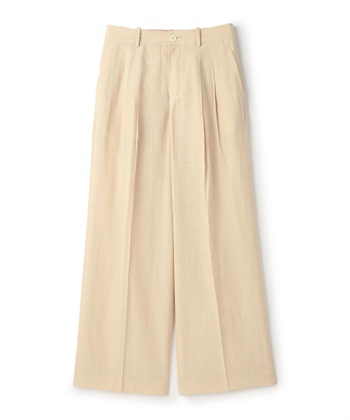 【CHRISTMAS SALE】麻混ワイドパンツ(ベージュ-9号)