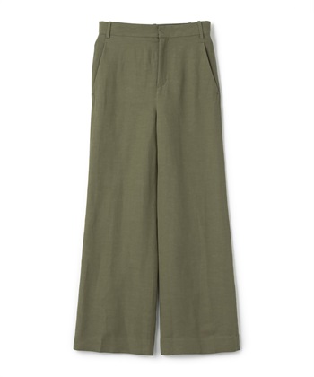 レーヨン×リネンワイドパンツ(カーキ-9号)