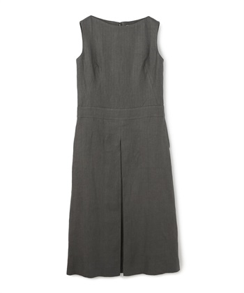 【TIME SALE】麻ヘリンボーンワンピース(チャコール-9号)