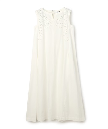 刺繍入りシャンブレーワンピース(オフホワイト-9号)