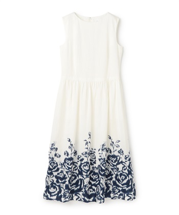 裾フラワーノースリーブワンピース(ブルー-9号)