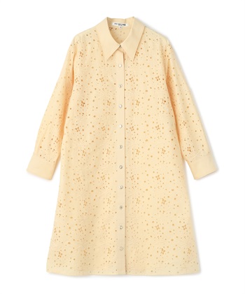 カットワーク刺繍入りシャツワンピース(クリーム-9号)