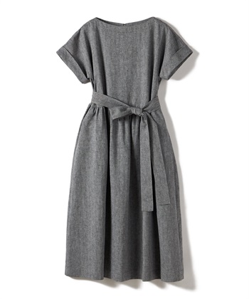 リネン混ロング丈ワンピース(ブラック-9号)