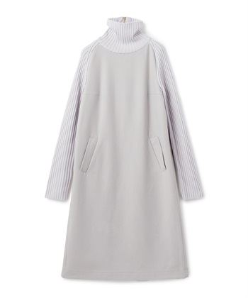 異素材コンビロング丈ワンピース(ライトグレー-9号)