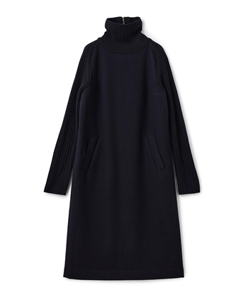 異素材コンビロング丈ワンピース(ネイビー-9号)