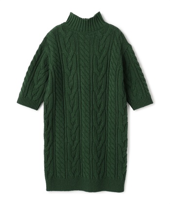 ケーブル編みニットワンピース(ダークグリーン-9号)