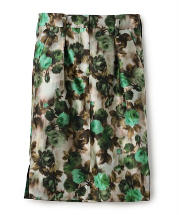 【TIME SALE】フラワープリントスカート(グリーン-9号)