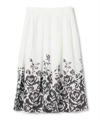 【BLACK FRIDAY】フラワー柄フレアスカート(チャコール-9号)