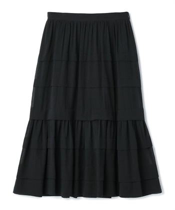 【BLACK FRIDAY】コットンシフォンティアードスカート(ブラック-9号)