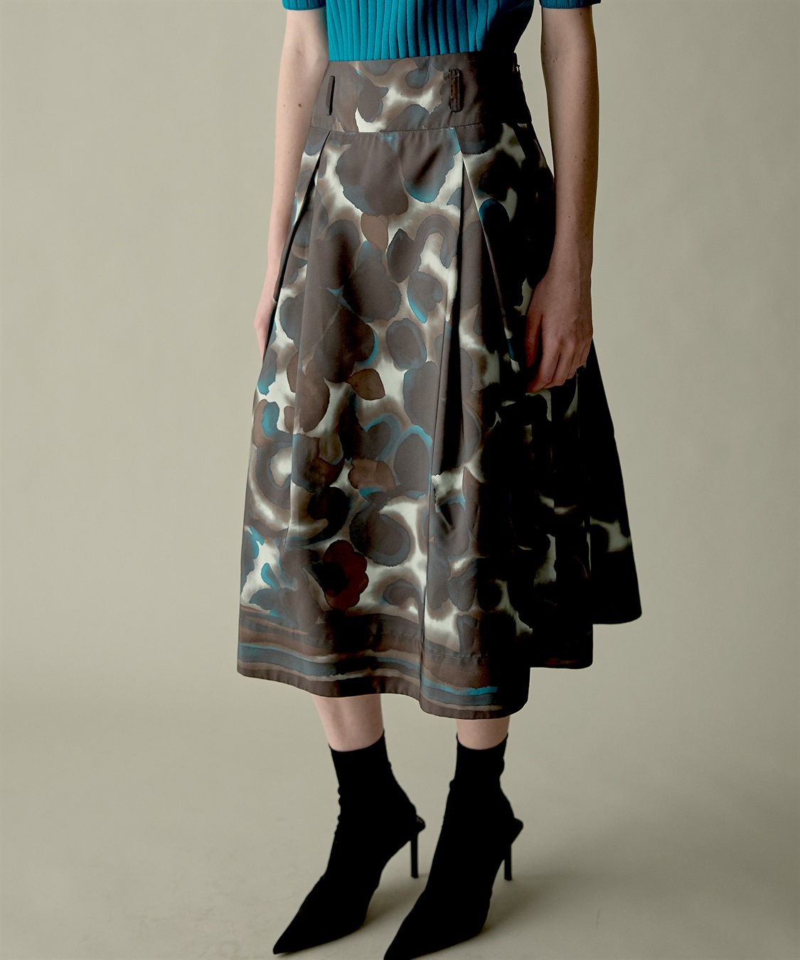 49AV JUNKO SHIMADA ペイントフラワータフタスカート_main