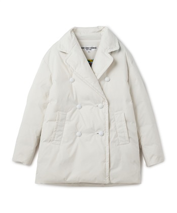 Wボタンストレッチダウンジャケット(ホワイト-9号)