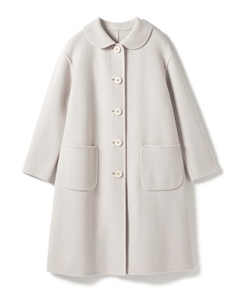 丸衿ウール混ロング丈コート(グレージュ-9号)