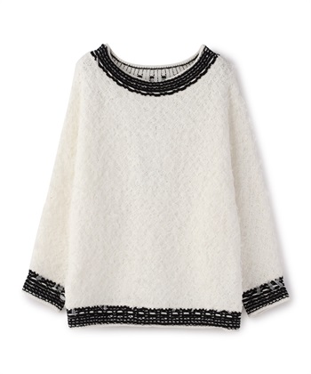 リボンニットトップス(ホワイト-9号)