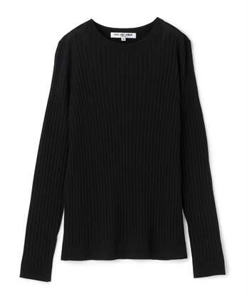 クルーネックリブニット(ブラック-9号)