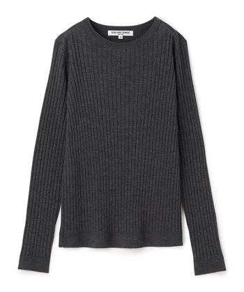 クルーネックリブニット(チャコール-9号)