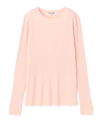 クルーネックリブニット(サーモンピンク-9号)