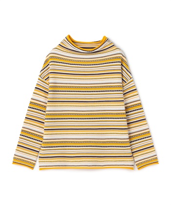 マルチボーダー柄ハイネックニット(オレンジ-9号)