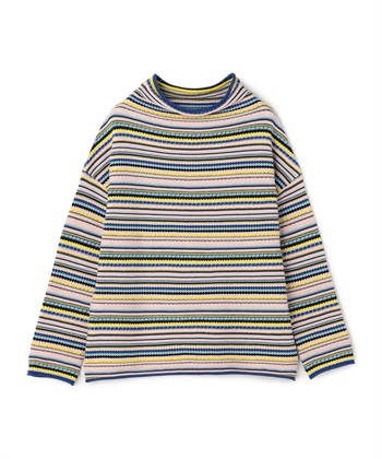 マルチボーダー柄ハイネックニット(ネイビー-9号)