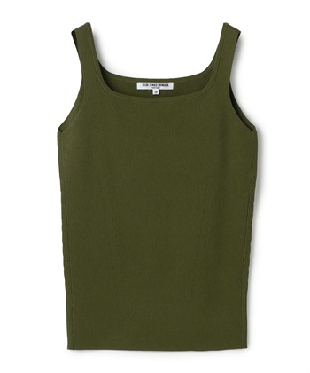 スクエアネックリブタンクトップ(カーキ-9号)
