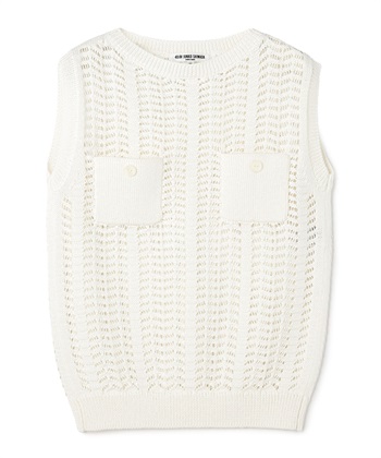 メッシュニットノースリーブプルオーバー(ホワイト-9号)