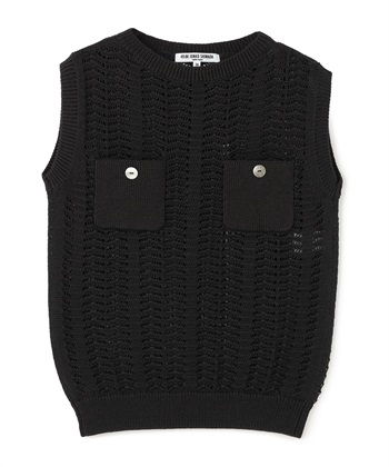 メッシュニットノースリーブプルオーバー(ブラック-9号)