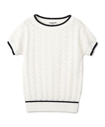 レース編み半袖ニット(オフホワイト-9号)