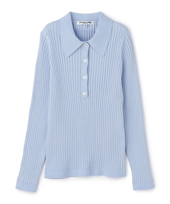 【WEB限定】衿付き長袖プルオーバーニット(スカイブルー-9号)