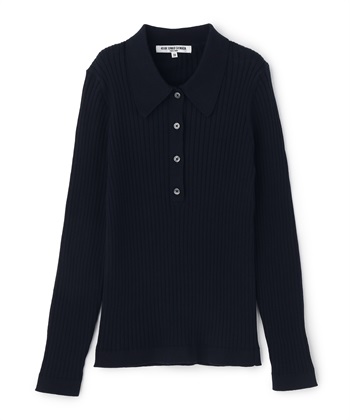 【WEB限定】衿付き長袖プルオーバーニット(ネイビー-9号)