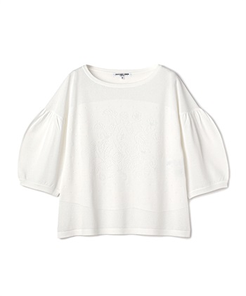 ボタニカル柄ボリュームニットプルオーバー(ホワイト-9号)