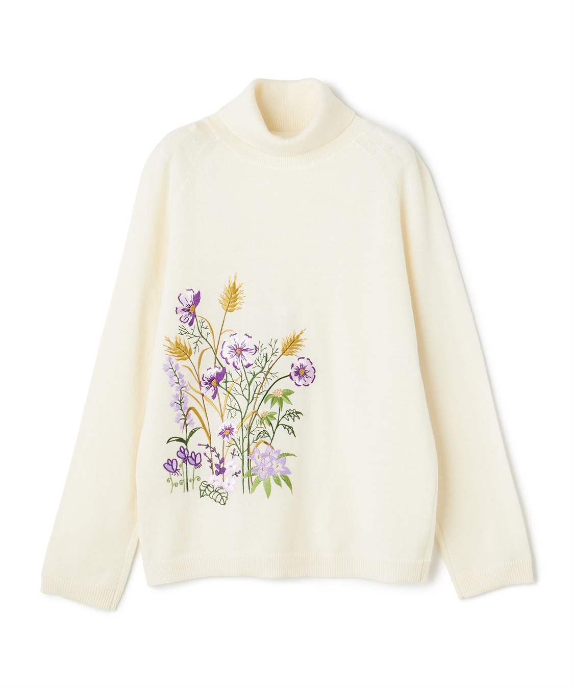 BLACK FRIDAY】フラワー刺しゅうタートルニットプルオーバー 49AV