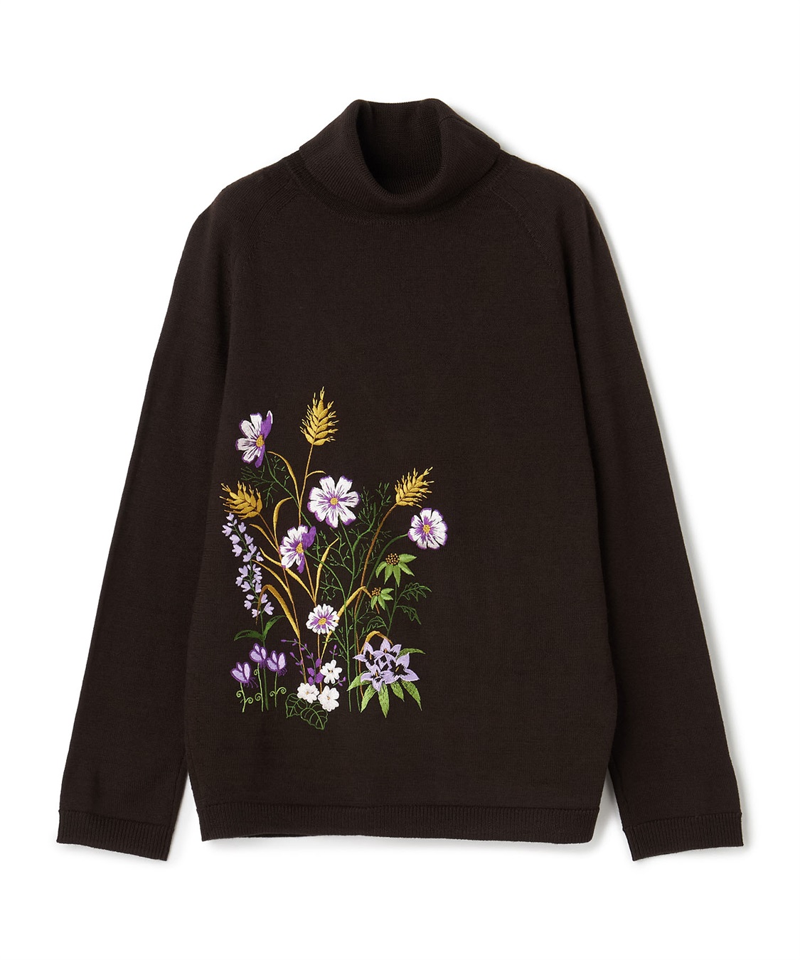 フラワー刺しゅうタートルニットプルオーバー 49AV JUNKO SHIMADA