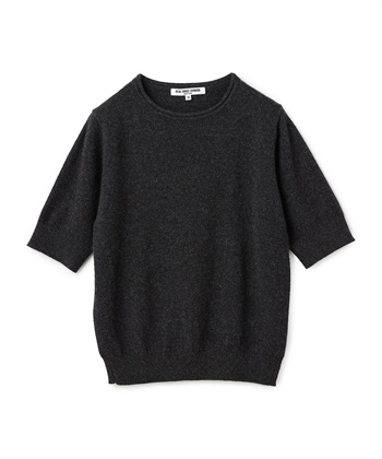 クルーネックカシミヤ半袖ニット(チャコール-9号)